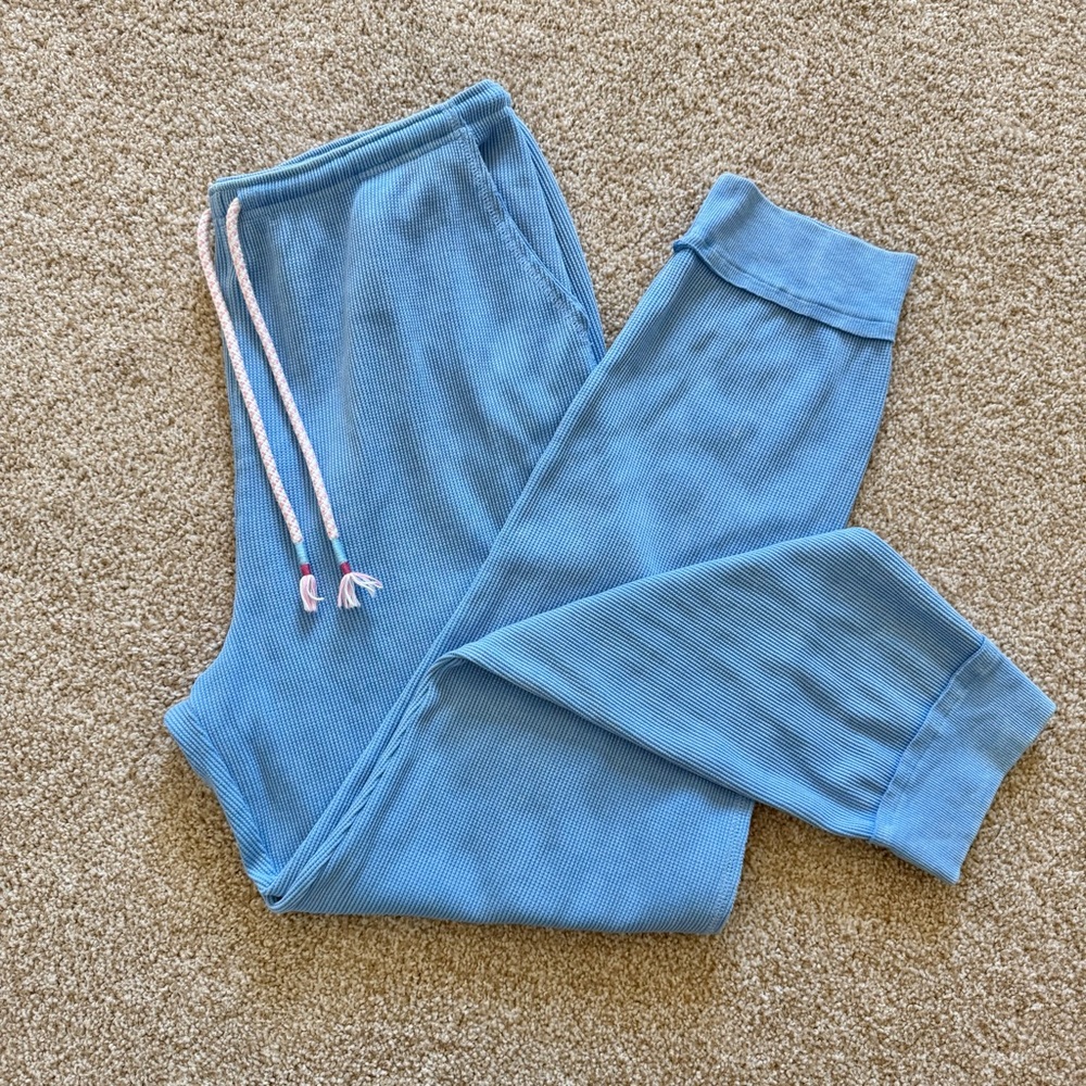 Sunnyside By Sundry Waffle Knit Drawstring Lounge Jogger Pants Blue Women’s‎ XL